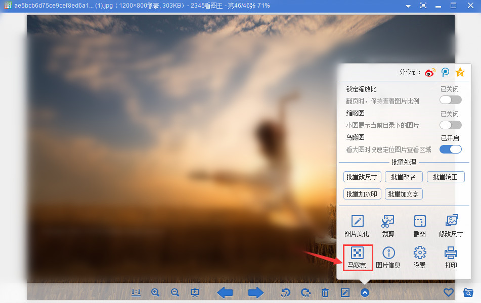 2345看图王为图片加上马赛克的操作流程。