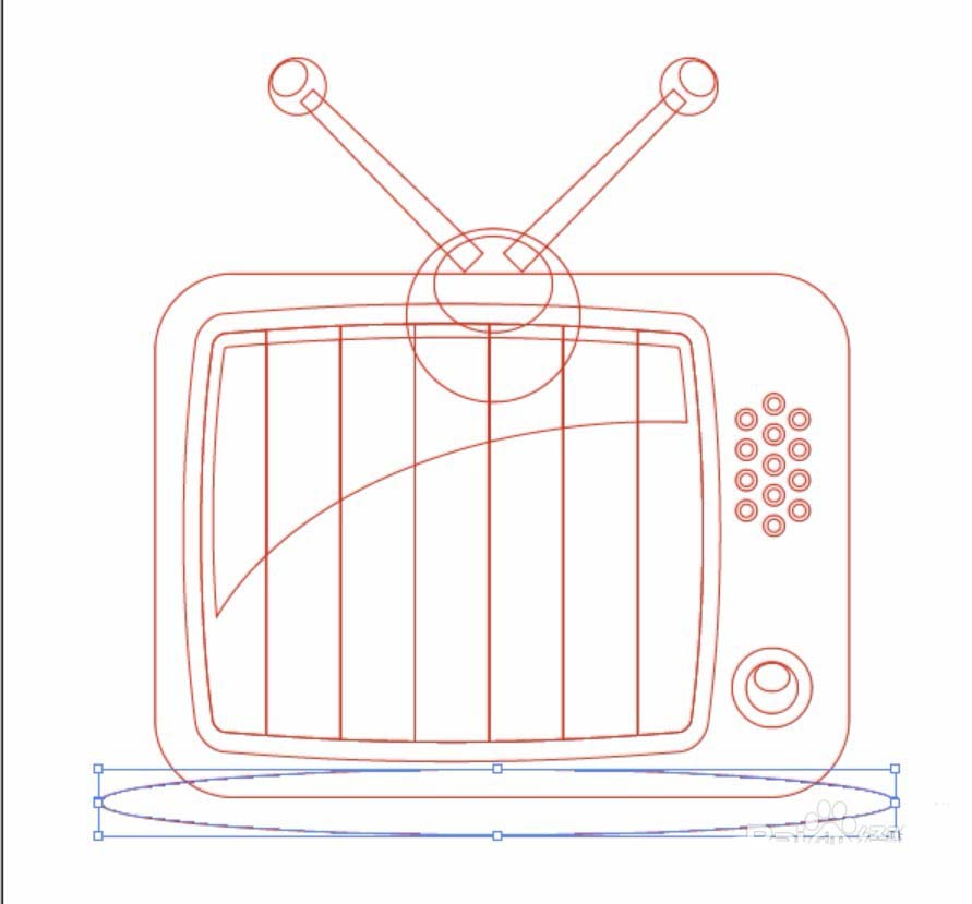 ai打造老式彩电图标的操作流程。