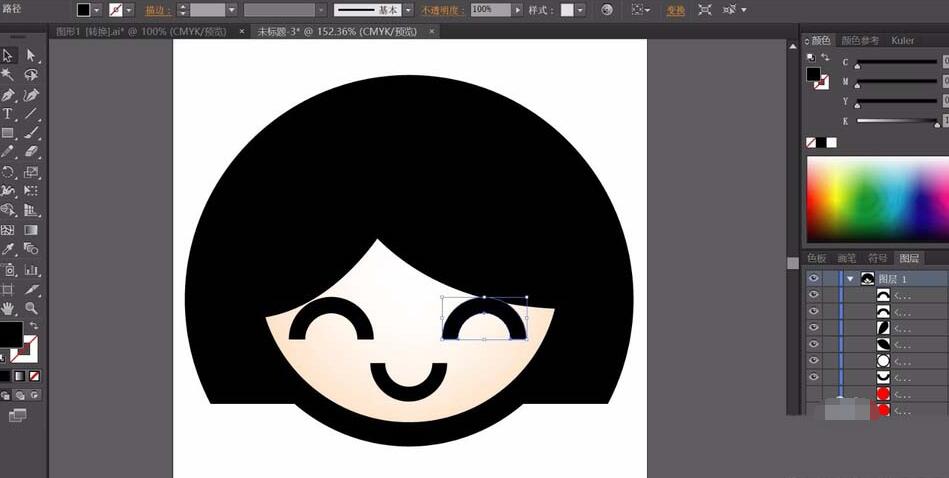 ai绘制女生头像的图文操作过程。