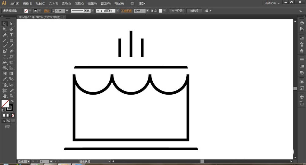 ai设计简笔画效果的蛋糕图标的教程。