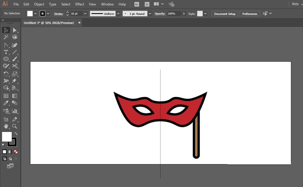 ai制作出计舞会面具图标的具体操作。