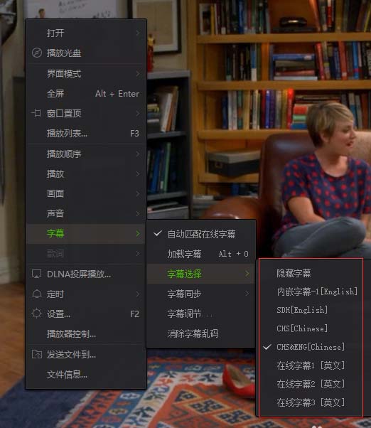 爱奇艺播放器切换视频字幕的操作流程。