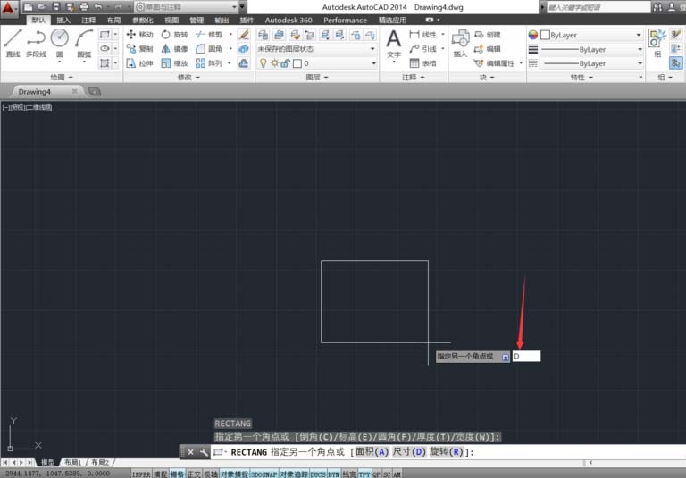 AutoCAD制作有具体参数数据矩形的图文操作。