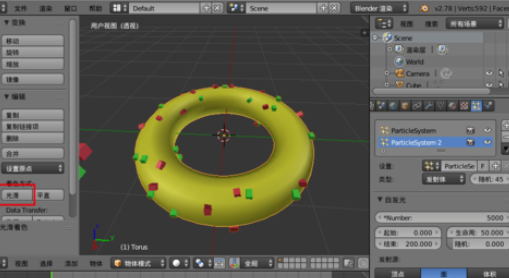 blender制作甜甜圈的操作过程。