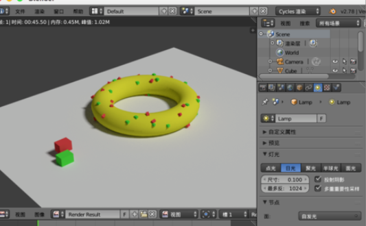 blender制作甜甜圈的操作过程。