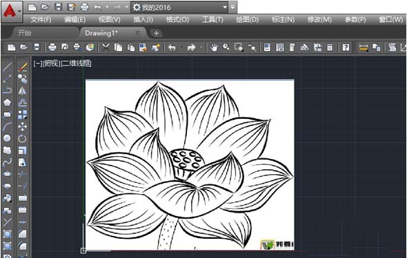 CAD使用曲线工具做出荷花图案的详细操作。