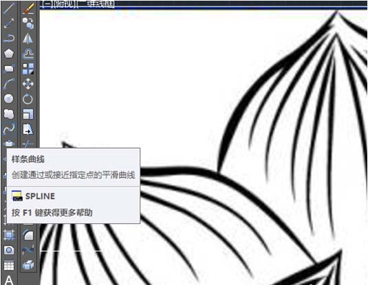 CAD使用曲线工具做出荷花图案的详细操作。