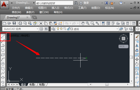 cad绘制虚线的操作流程。