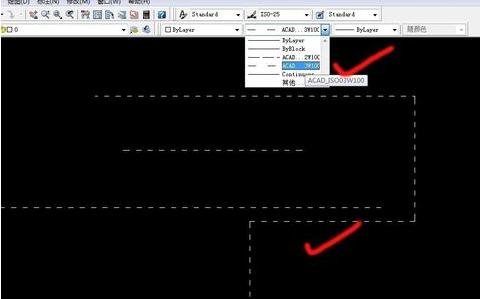 cad2010制作虚线的简单操作。