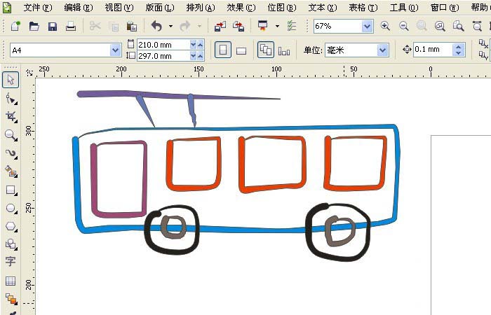 cdr制作有轨公交车的图文操作。