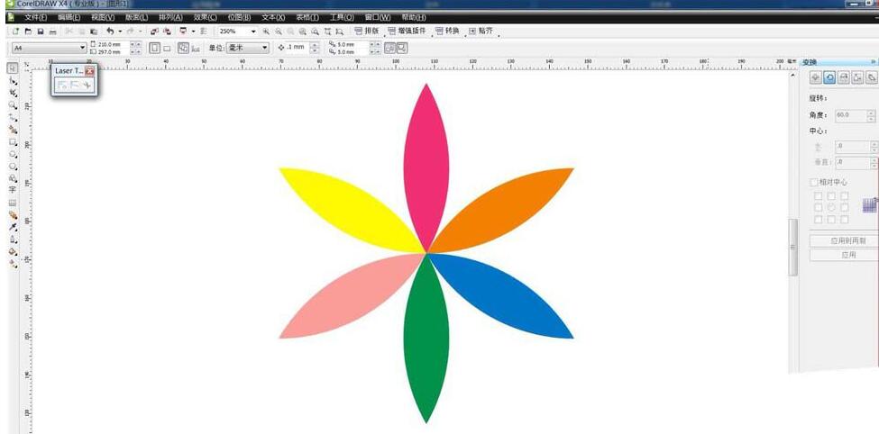 cdr使用变换和布尔运算绘制花朵图案的简单操作。
