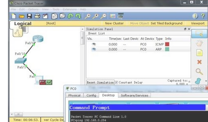 cisco packet tracer开启模拟模式的操作流程。