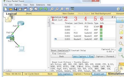 cisco packet tracer开启模拟模式的操作流程。