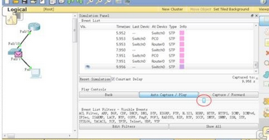cisco packet tracer开启模拟模式的操作流程。