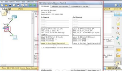 cisco packet tracer开启模拟模式的操作流程。