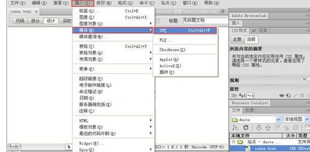 Dreamweaver插入flash动画的图文操作。