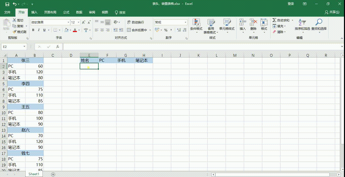 Excel三讲：转置表格、制作斜线表头、禁止重复录入