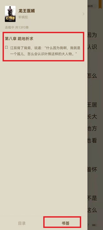 番茄小说如何查看书签。