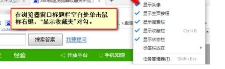 关于360极速浏览器收藏栏消失后的处理方法