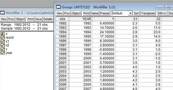 关于Eviews建立数据的操作方法 关于如何接物