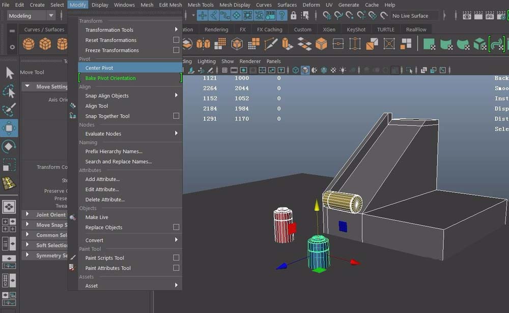 关于maya将模型改变中心点和方向的具体方法