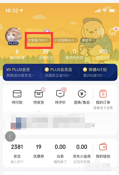 关于如何看自己京东plus的消费星级。