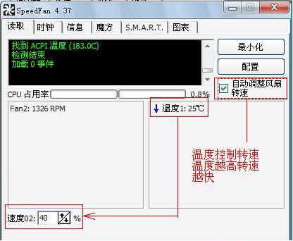 关于SpeedFan如何设置风扇自动调速。