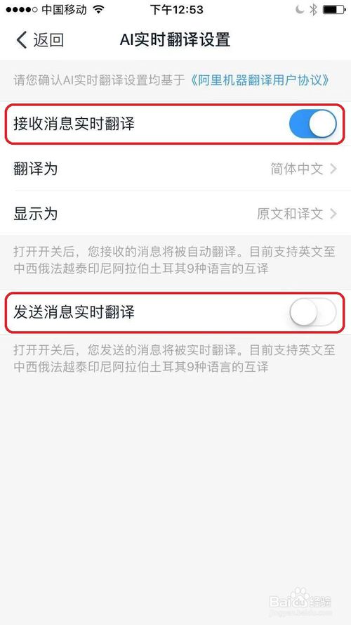 关于手机钉钉群如何设置消息实时翻译。