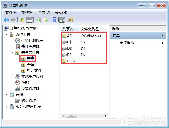 关于Win7关闭系统默认共享文件夹的操作方法