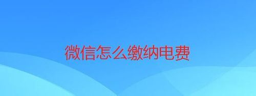 关于微信如何缴纳电费。