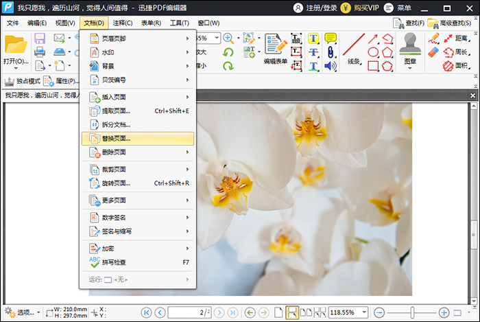 关于迅捷PDF编辑器设置替换PDF文件中的某一页面的简单操作方法