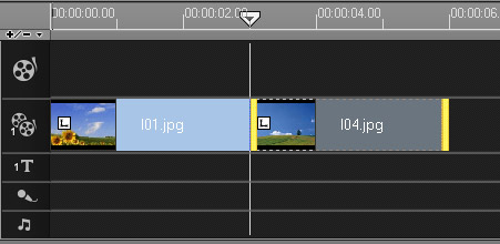 会声会影在覆叠轨中应用转场的简单操作。