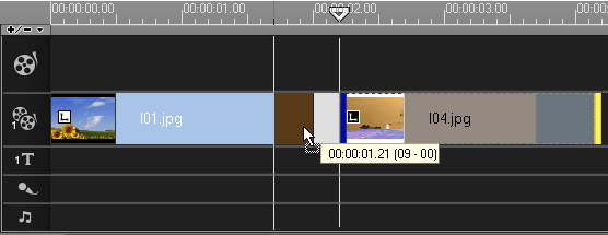 会声会影在覆叠轨中应用转场的简单操作。