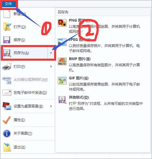 画图工具设置图片格式的操作流程。