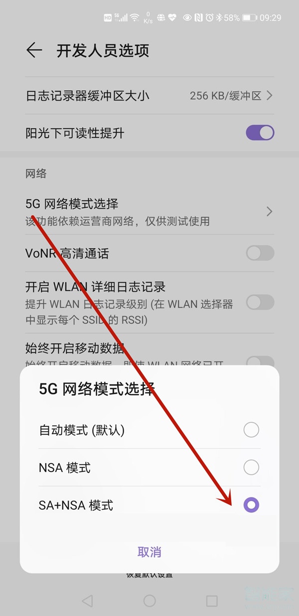 华为SA模式在什么地方。