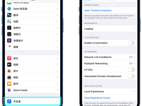 iphone12开发者选项设置在什么地方。
