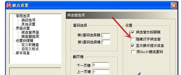极点五笔文字候选框不见了