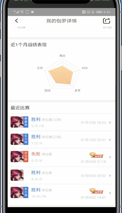 经验分享王者营地中看单个英雄的战绩的方法。