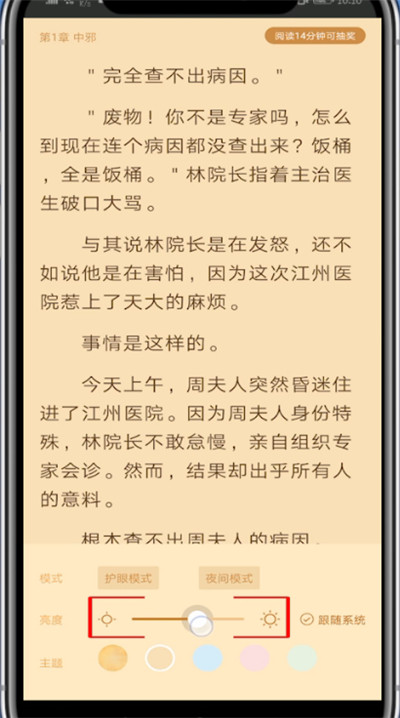 经验分享疯读小说中调节亮度的简单步骤。