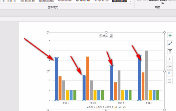 经验分享怎么将PPT中的柱状图填色。
