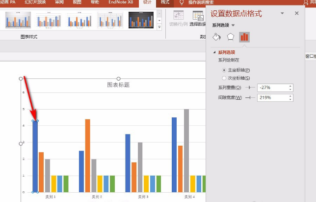 经验分享怎么将PPT中的柱状图填色。