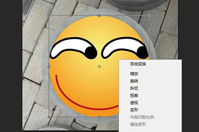 经验分享用PS在井盖上涂鸦的操作方法