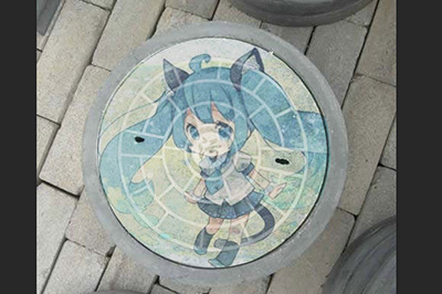 经验分享用PS在井盖上涂鸦的操作方法