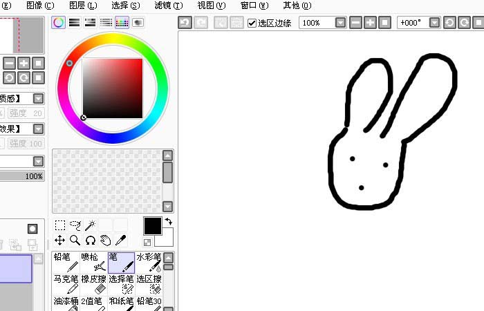经验分享sai软件设计简笔画小白兔的操作流程
