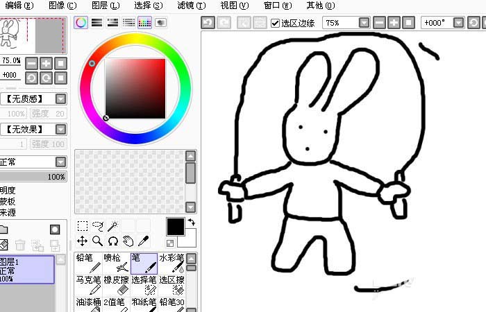 经验分享sai软件设计简笔画小白兔的操作流程