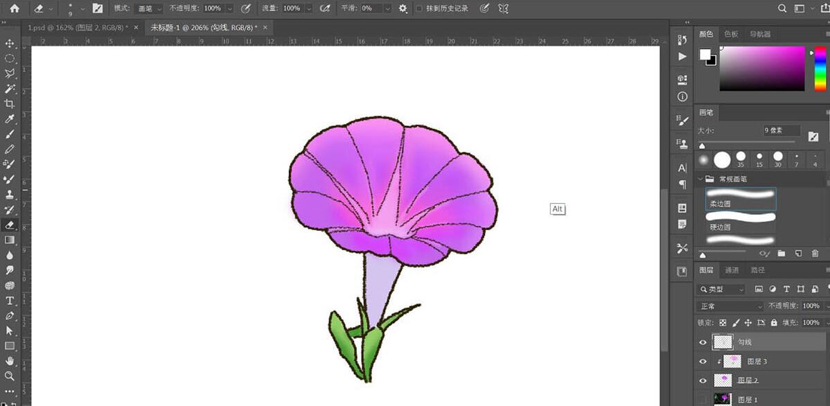 经验分享photoshop设计逼真的牵牛花插画的操作方法