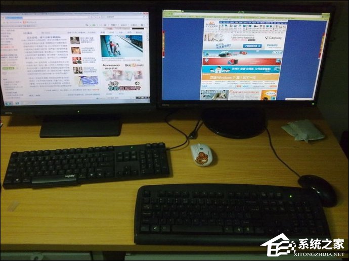经验分享电脑一拖二教程：一台主机两个显示器看电影玩游戏两不相误
