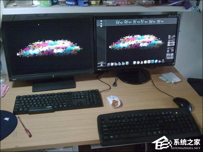 经验分享电脑一拖二教程：一台主机两个显示器看电影玩游戏两不相误