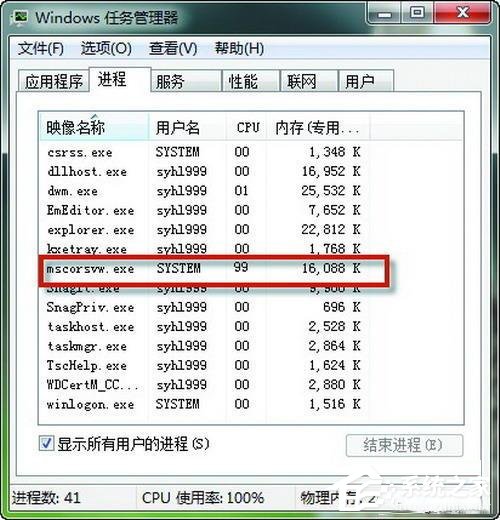 经验分享Win7如何解决Mscorsvw进程CPU占用高的问题