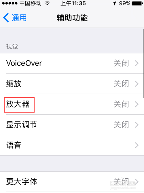 经验分享iphone5s如何打开放大器。